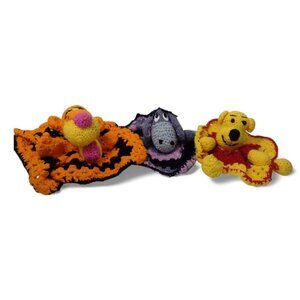 3 Handmade Crotchet Winnie Pooh Stuffed Characters Dresser Dolls Granny Square